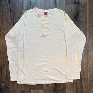 Vintage Long John Shirts Henley Shirt Large Cream Made in USA